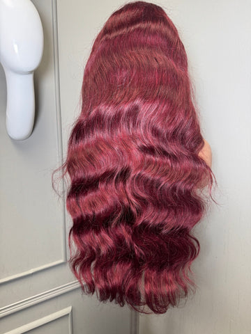 13by6 HD lace frontal wig uncustomized - Burgundy