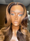 Amber 13by6 HD brown and honey blonde glueless frontal wig