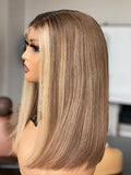 Bukola Bandile: Pre-Styled European Brown And Blonde  Raw Hair Full Density Glueless Frontal Wig
