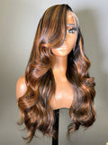 Thandeka- Pre-Styled Virgin Hair Honey Blonde Highlights Closure Wig