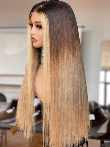 Fola Arno: Pre-Styled European Honey Blonde Highlights Raw Hair Full Density Glueless Frontal Wig