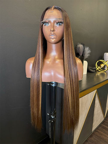 Thandi Pre-Styled Virgin Hair Ombre Blonde and Brown Highlights Closure Wig
