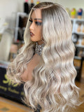 Ibukun Lethu: Pre-Styled European Platinum Blonde Highlights Raw Hair Full Density Glueless Frontal Wig