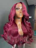 Teboho- Pre-Styled Virgin Hair Burgundy Frontal Wig