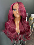 Teboho- Pre-Styled Virgin Hair Burgundy Frontal Wig