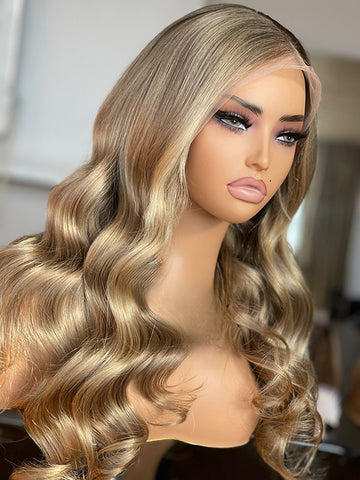 Remi Agetha: Pre-Styled European Blonde Highlight Raw Hair Full Density Glueless Closure Wig